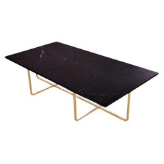 Tavolo da novanta grande in marmo nero Marquina e ottone di OxDenmarq