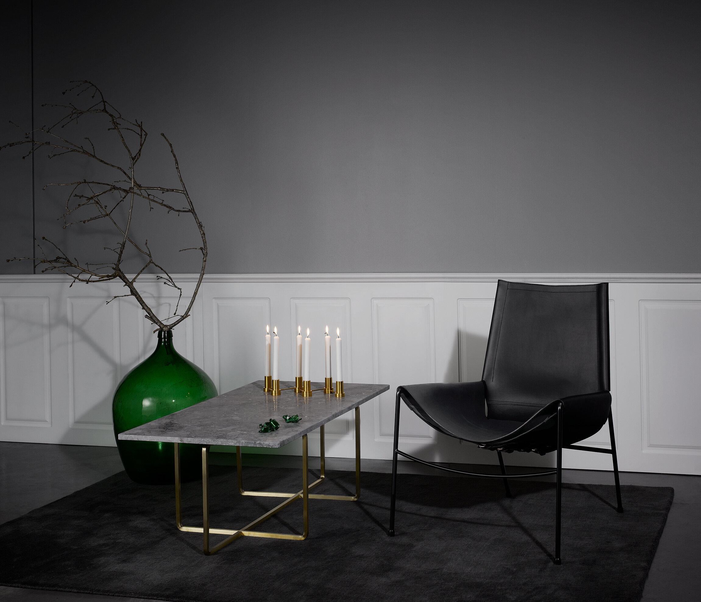 Danish Black Marquina Marble and Brass Large Ninety Table by OxDenmarq