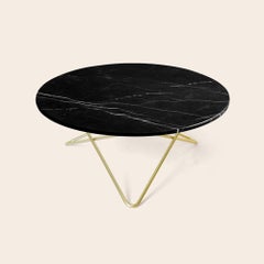 Black Marquina Marble and Brass Large O Table by Oxdenmarq