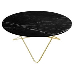 Tavolo O grande in marmo nero Marquina e ottone di OxDenmarq