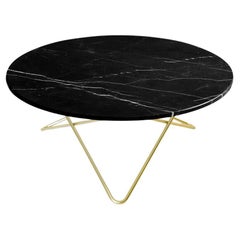 Black Marquina Marble and Brass Large O Table by Oxdenmarq