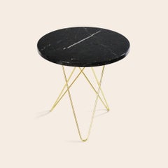 Black Marquina Marble and Brass Tall Mini O Table by OxDenmarq