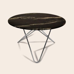 Black Marquina Marble and Stainless Steel Big O Table by OxDenmarq