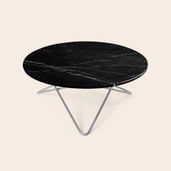 Black Marquina Marble and Steel Large O Table by Oxdenmarq