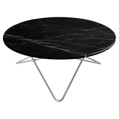 Grande table O en acier et marbre Black Marquina par Oxdenmarq