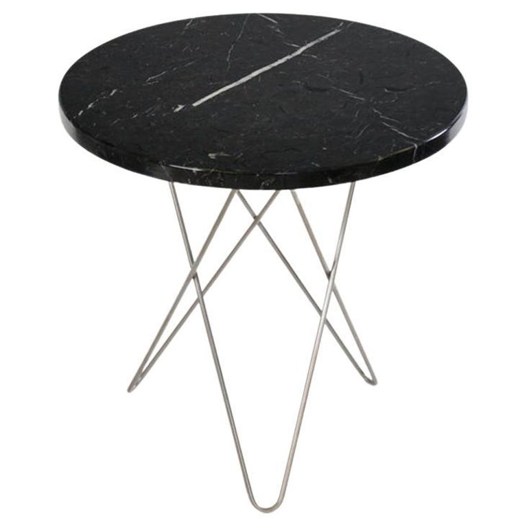 Black Marquina Marble and Steel Tall Mini O Table by OxDenmarq For Sale ...