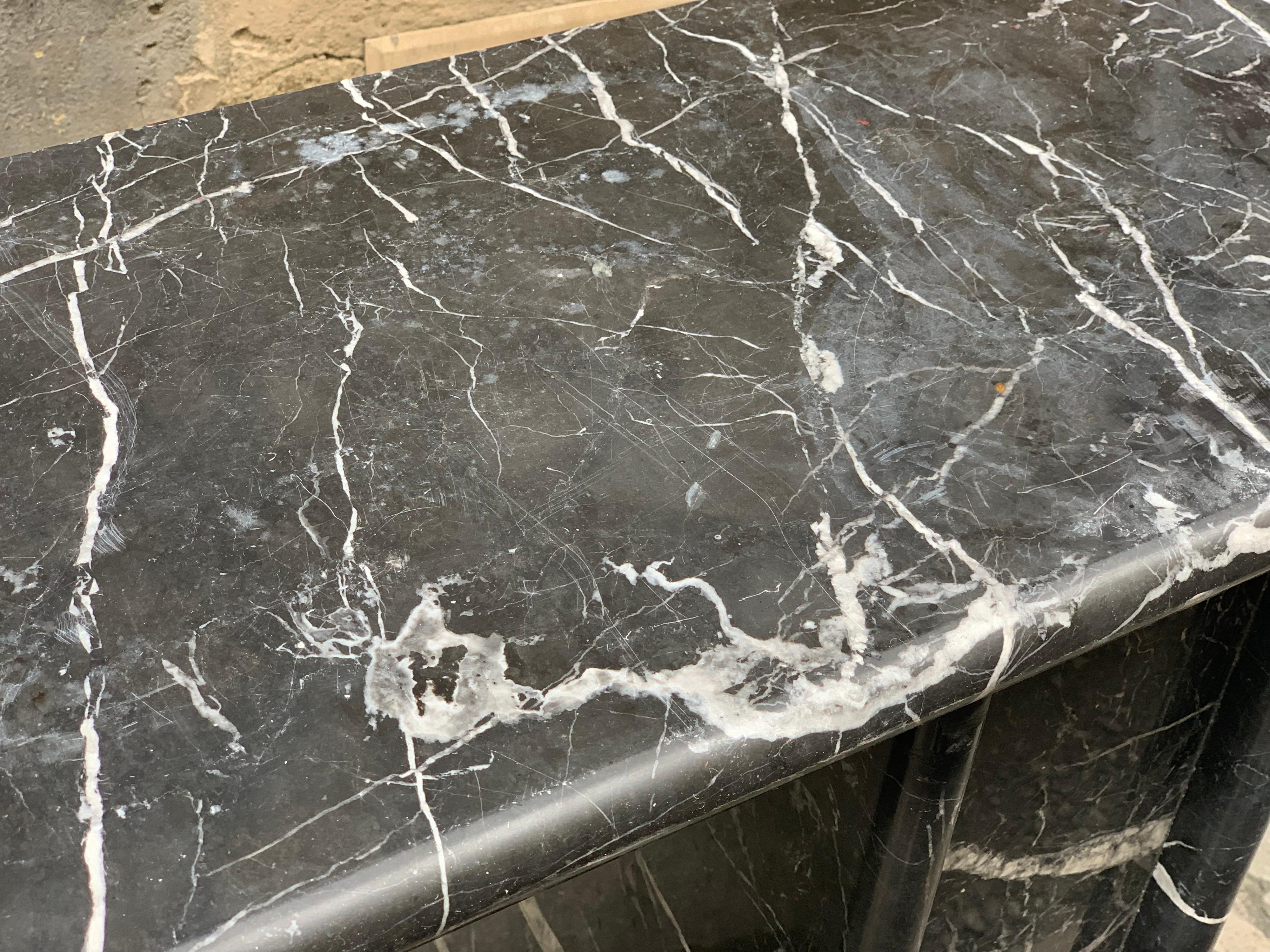 Black Marquina Marble Console, 1980 In Good Condition In Florence, IT