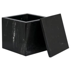 Boîte cubique en marbre noir Marquina avec couvercle