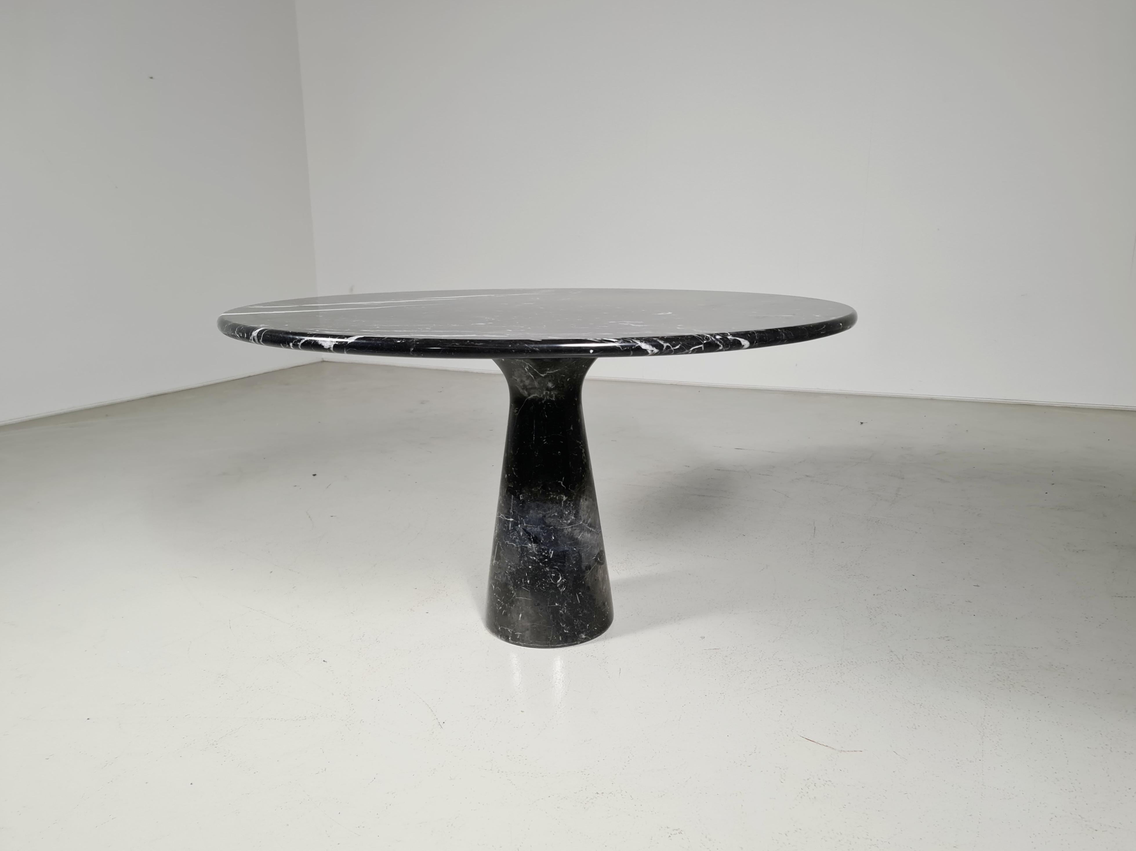 Mid-Century Modern Black Marquina Marble Dining Table, Italy, 1970s