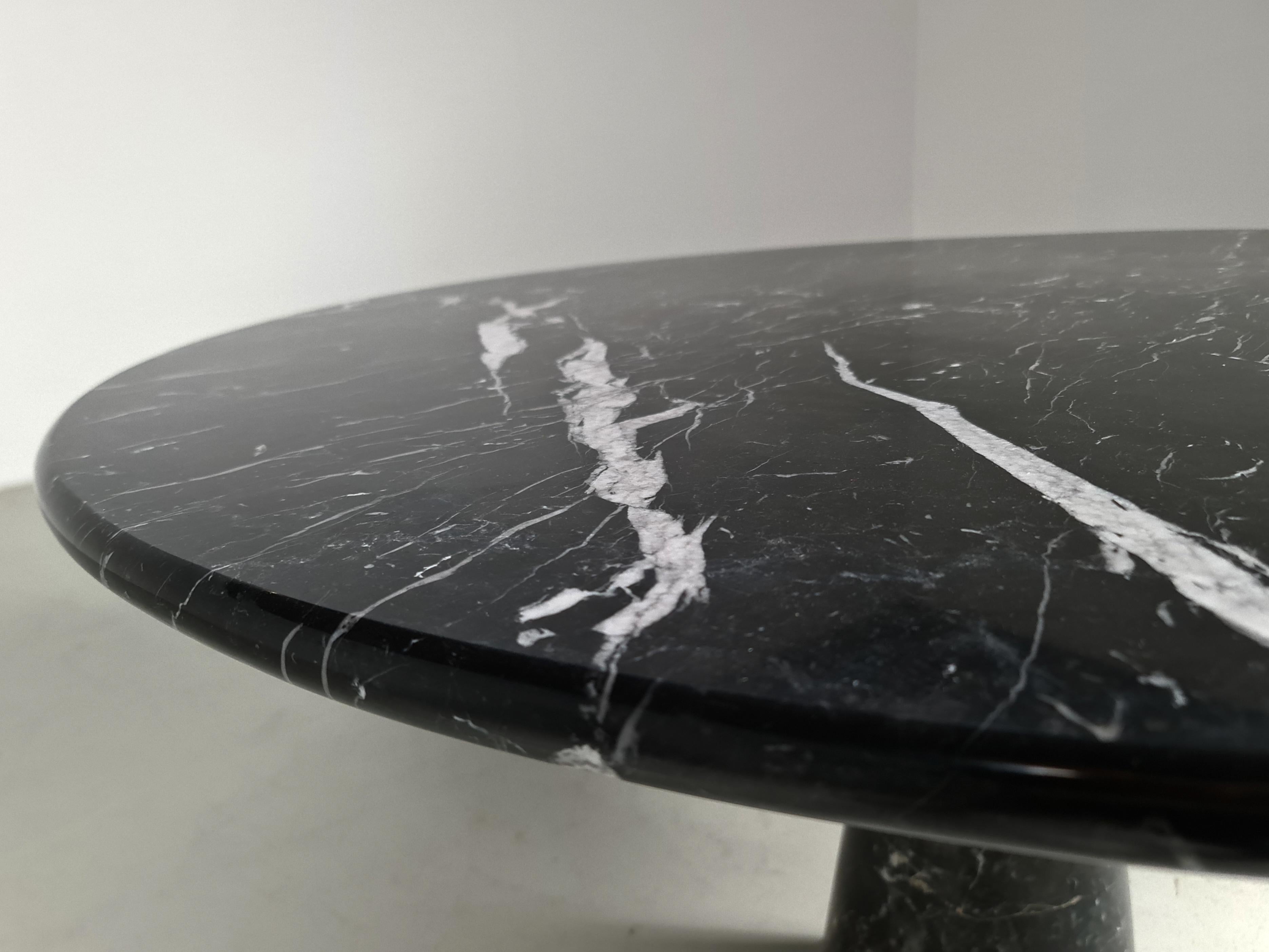 European Black Marquina Marble Dining Table, Italy, 1970s