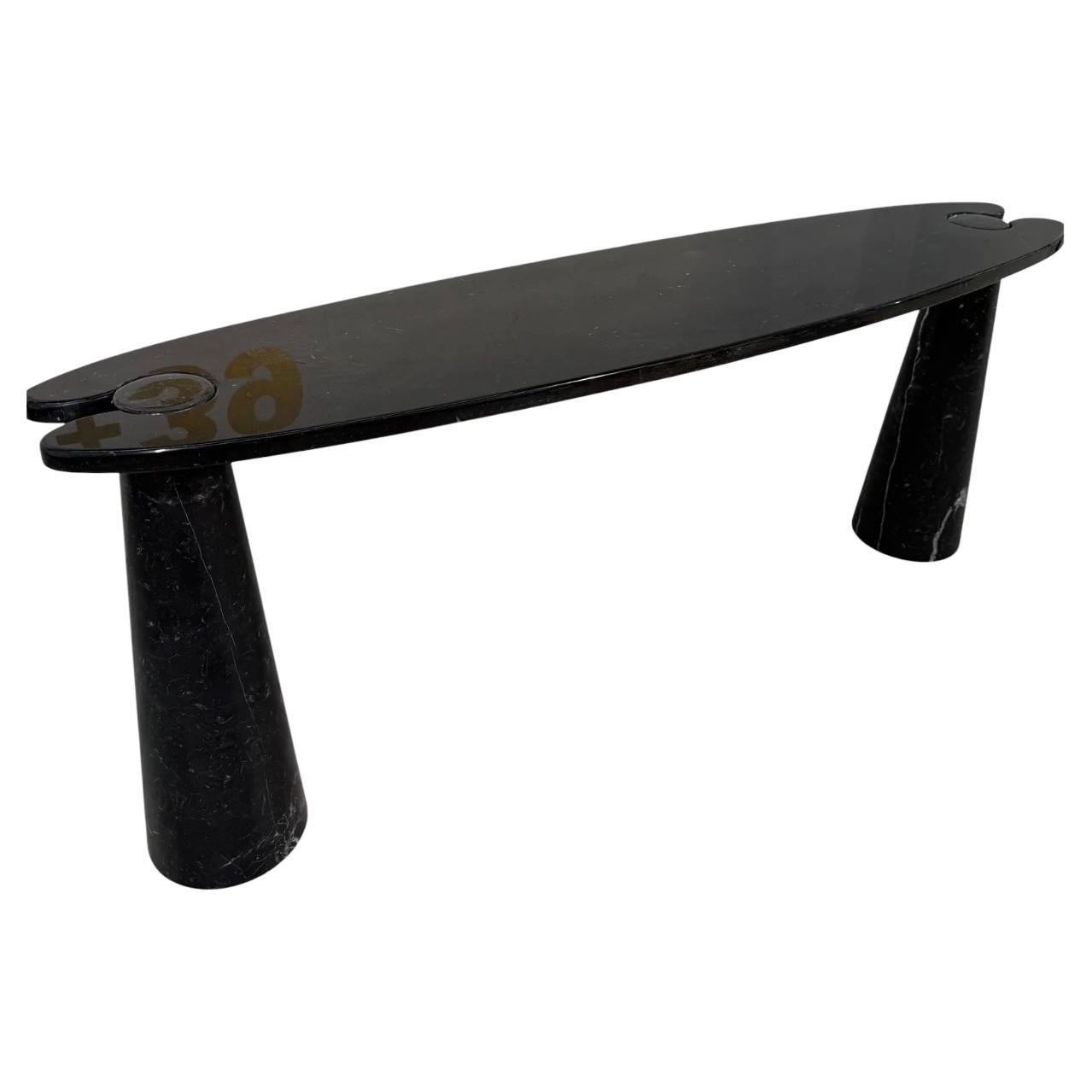 Table console "Eros" en marbre noir Marquina par Angelo Mangiarotti en vente