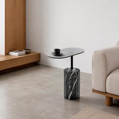 Black Marquina Marble Minimal Oval Side Table “Column Side Table L”