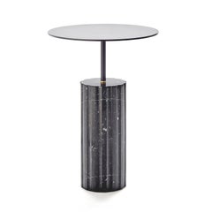 Black Marquina Marble Minimalist Round Side Table “Column Side Table Round XL”