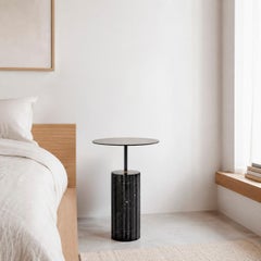 Black Marquina Marble Minimalist Round Side Table “Column Side Table Round XL”