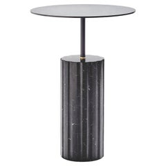 Black Marquina Marble Minimalist Round Side Table “Column Side Table Round XL”