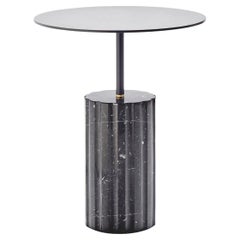 Black Marquina Marble Minimalist Round Side Table “Column Side Table Round XL”