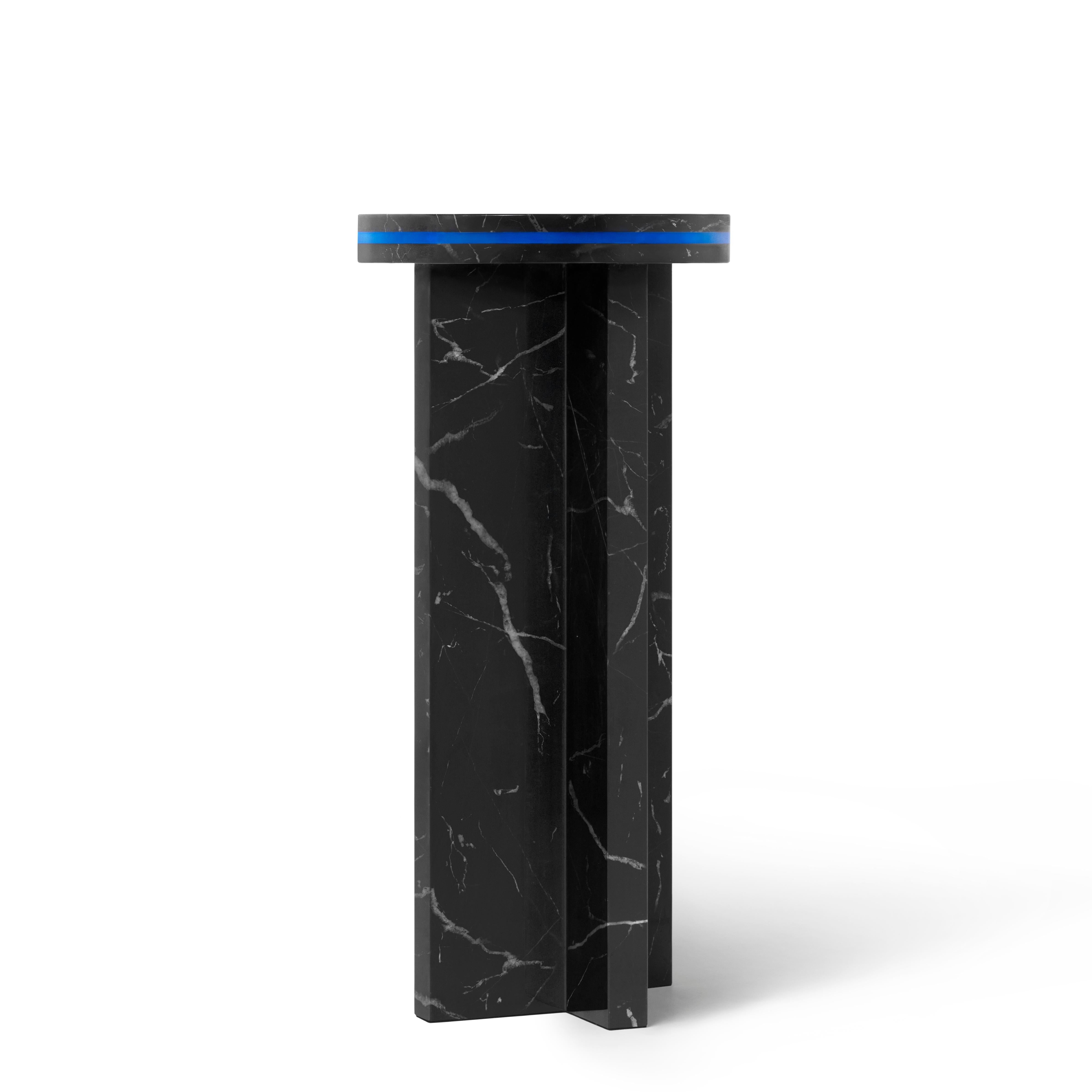 Chinese Black Marquina Marble Round Side Table from Dislocation by Studio Buzao