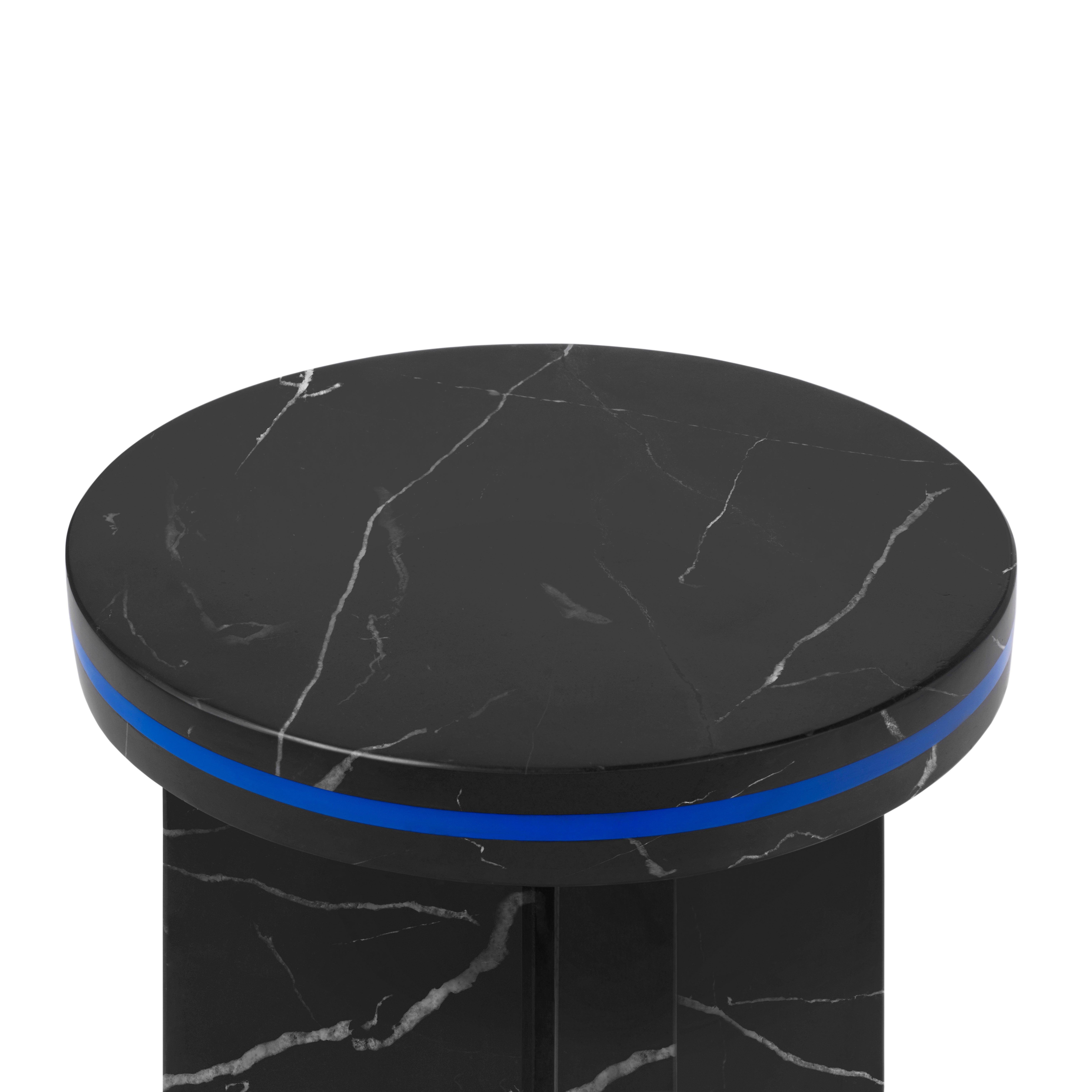 Black Marquina Marble Round Side Table from Dislocation by Studio Buzao In New Condition In Beverly Hills, CA