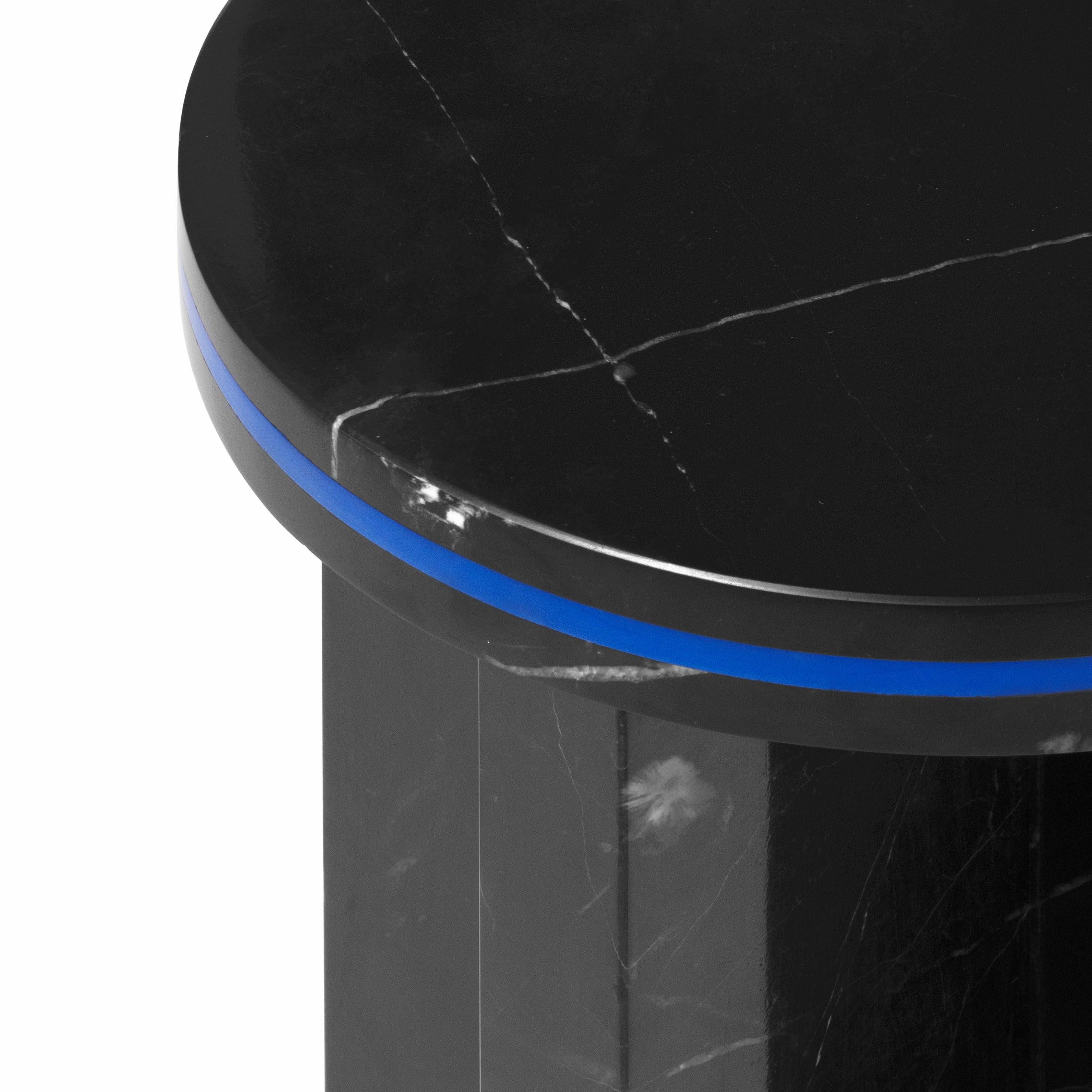 Contemporary Black Marquina Marble Round Side Table from Dislocation by Studio Buzao