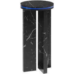 Black Marquina Marble Round Side Table from Dislocation by Studio Buzao
