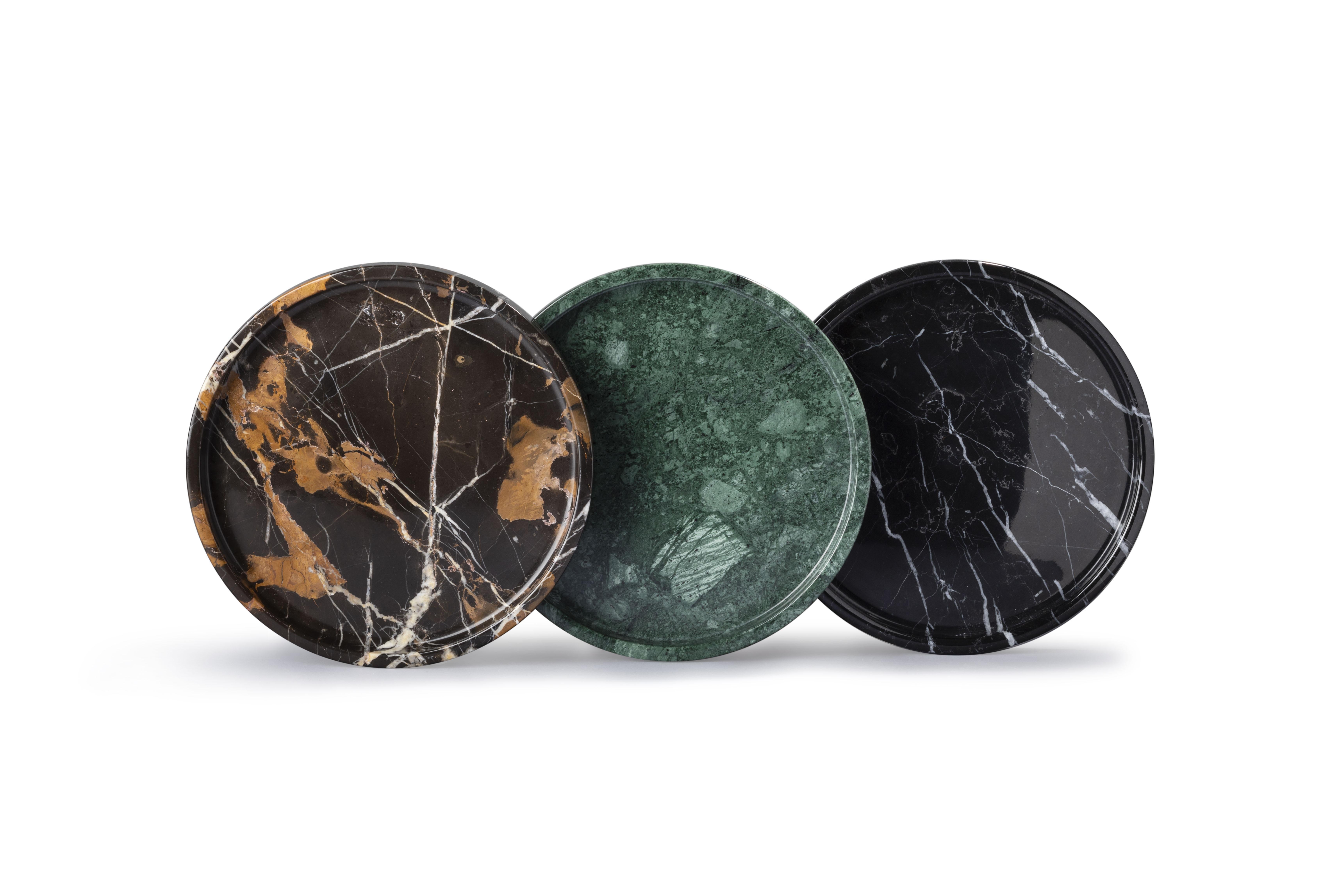 Bandeja Redonda de Mármol Marquina Negro Hecho a mano en venta