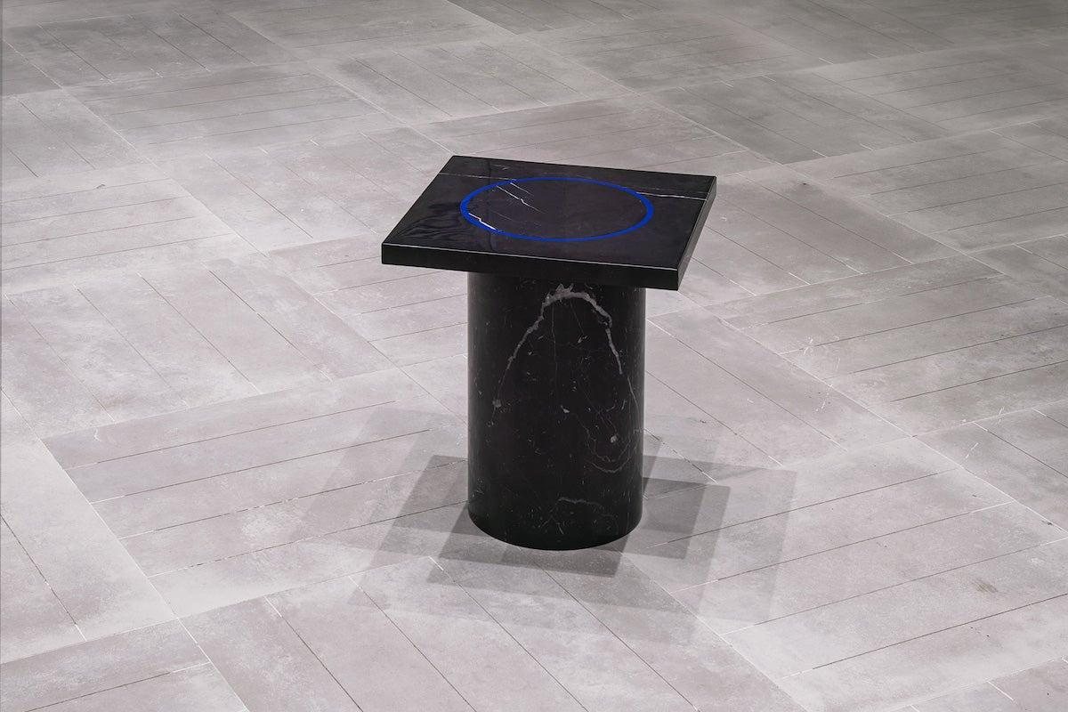 Black Marquina Marble Square Side Table from Dislocation by Studio Buzao 1