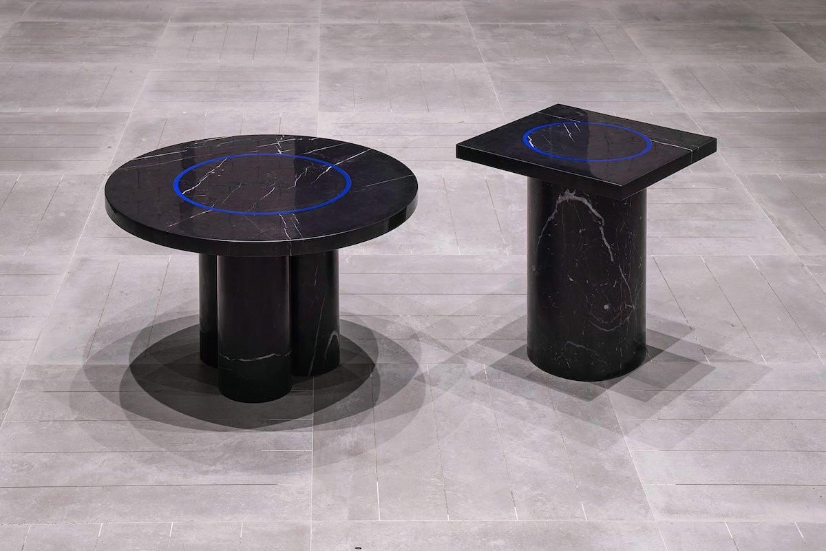 Black Marquina Marble Square Side Table from Dislocation by Studio Buzao 2