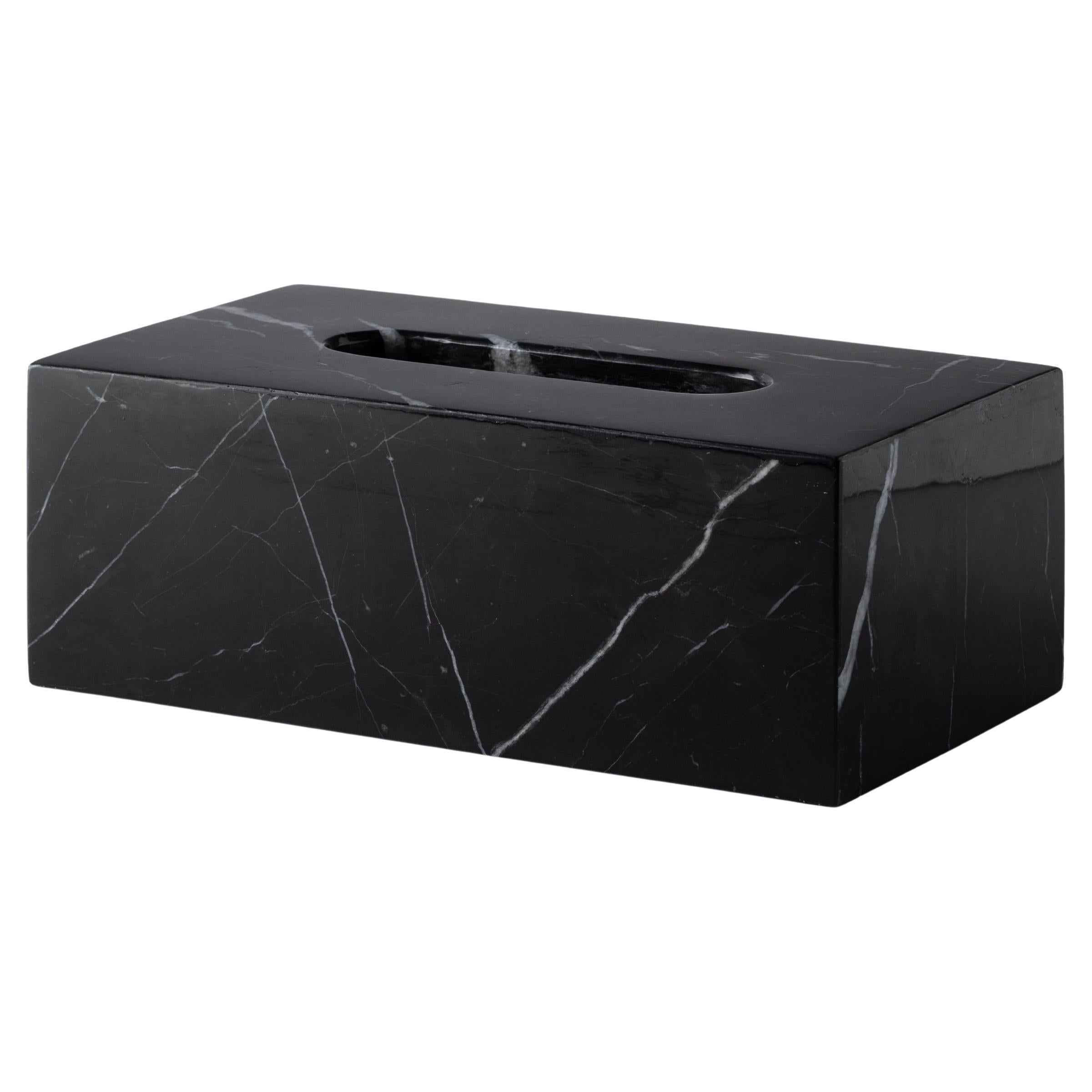 Caja de pañuelos rectangular Marquina negra en venta