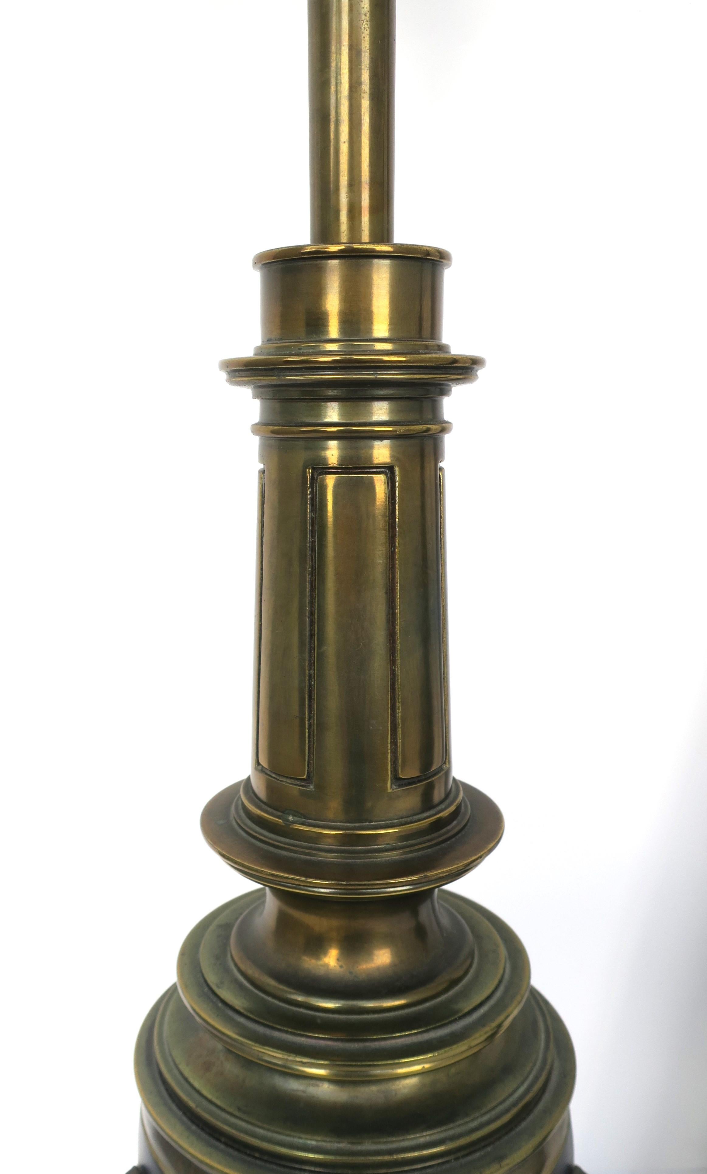 Brass and Black Enamel Table Lamps by Stiffle, Pair For Sale 2