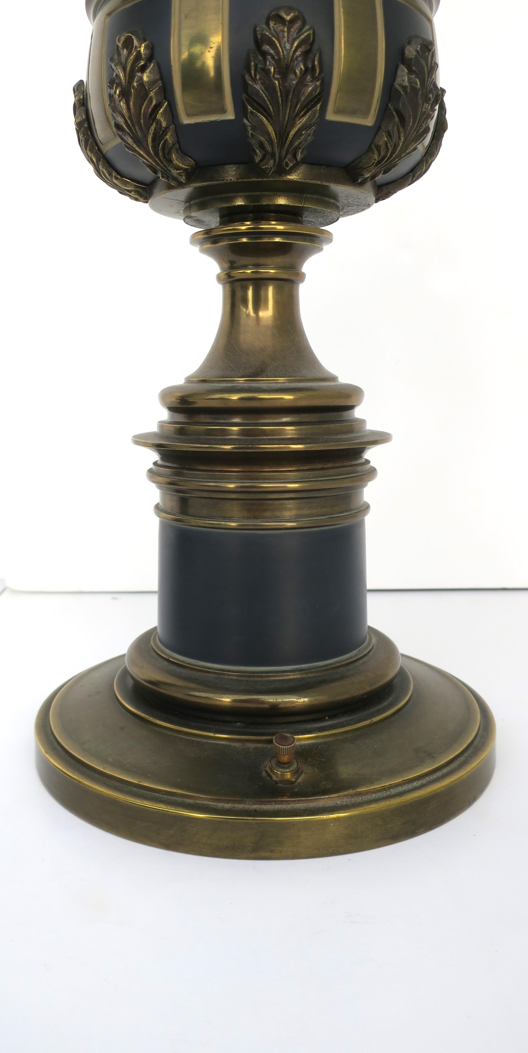 Brass and Black Enamel Table Lamps by Stiffle, Pair For Sale 5
