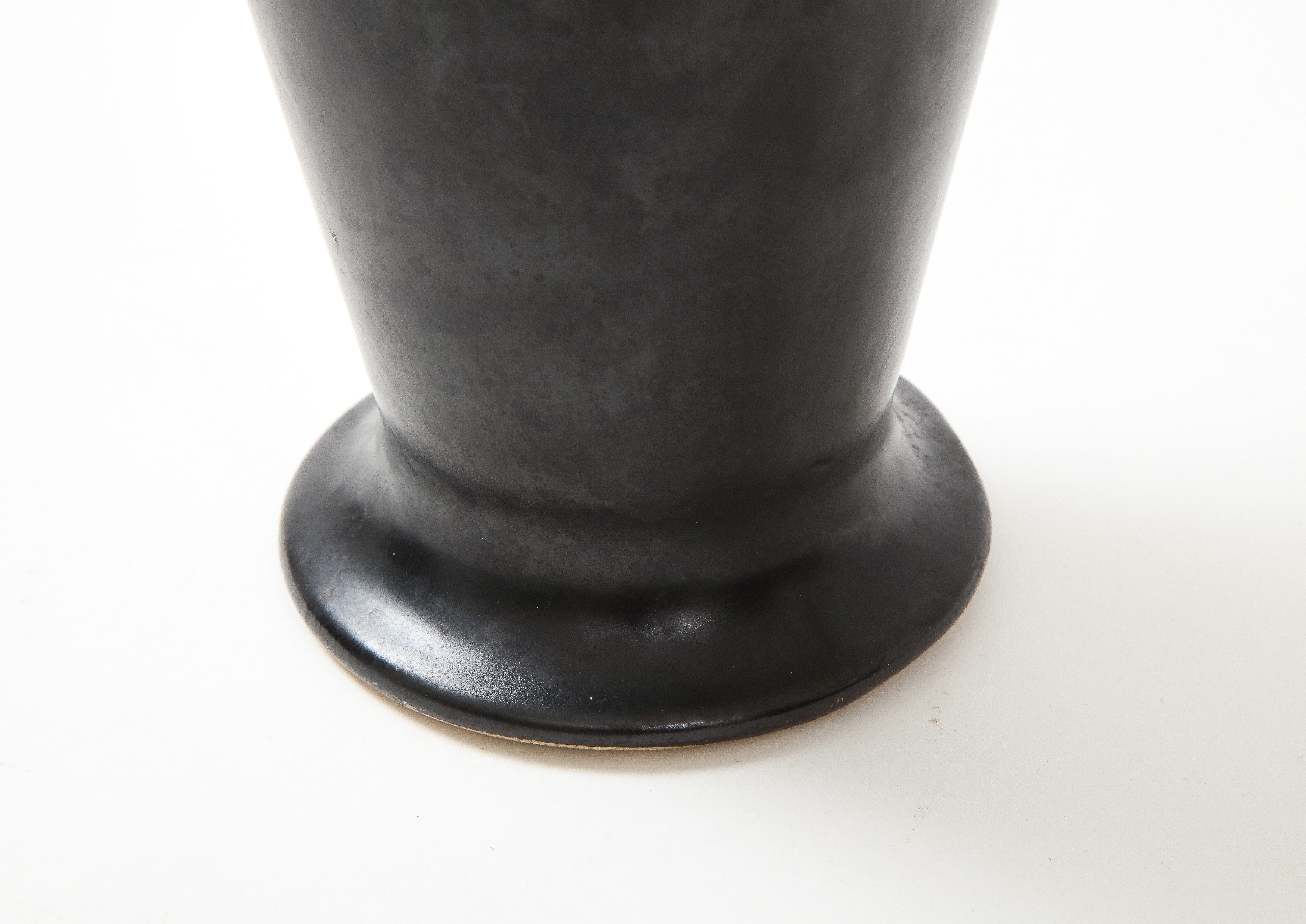 Black Matte Vase in the Manner of Georges Jouve, France, c. 1960 In Good Condition In Brooklyn, NY