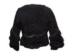 Black Maurizio Pecoraro Silk Embellished Tie-Front Cardigan Size IT 40