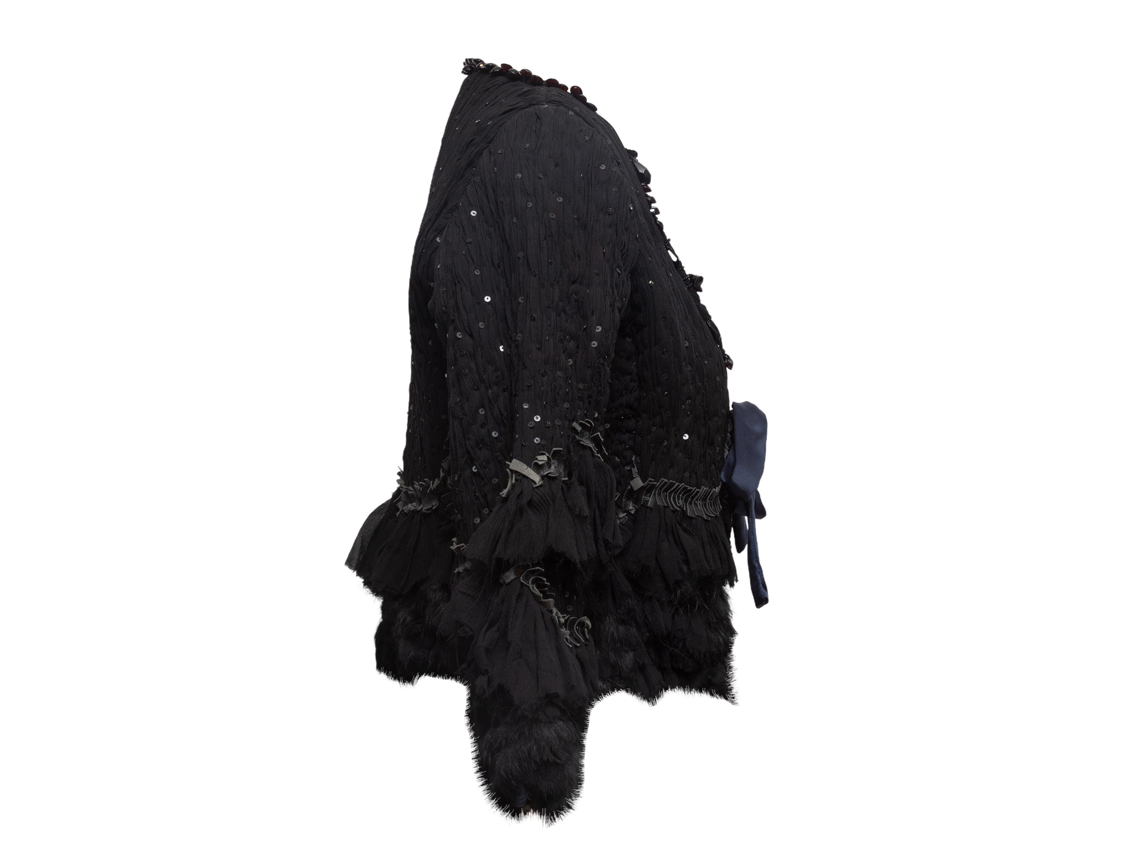 Schwarzer Maurizio Pecoraro Cardigan mit Seidenverzierung und Krawatte Größe IT 40 im Zustand „Gut“ im Angebot in New York, NY
