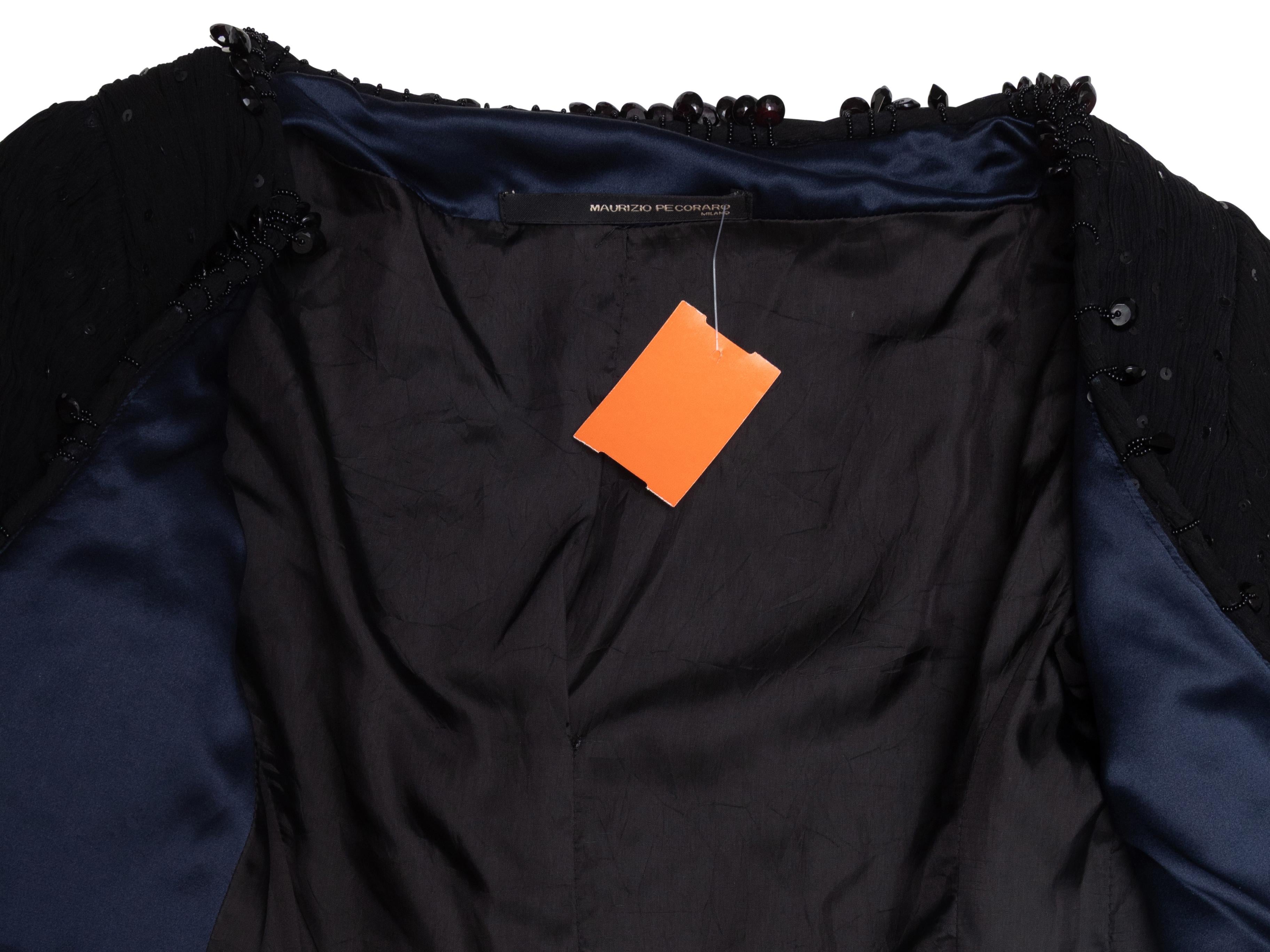 Schwarzer Maurizio Pecoraro Cardigan mit Seidenverzierung und Krawatte Größe IT 40 Damen im Angebot