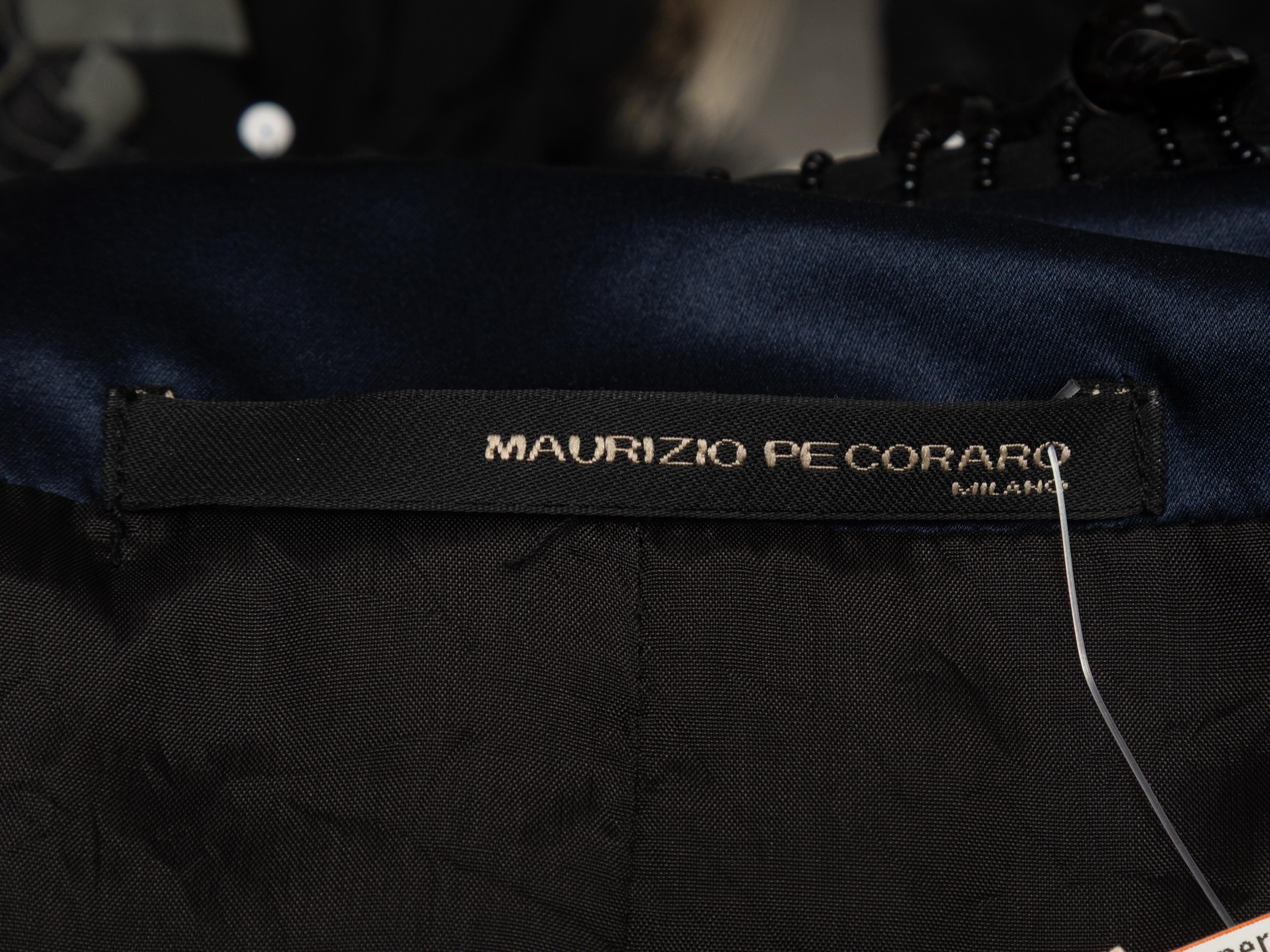 Schwarzer Maurizio Pecoraro Cardigan mit Seidenverzierung und Krawatte Größe IT 40 im Angebot 1