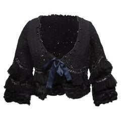 Schwarzer Maurizio Pecoraro Cardigan mit Seidenverzierung und Krawatte Größe IT 40 Schwarzer Maurizio Pecoraro Cardigan mit Seidenverzierung und Krawatte Größe IT 40