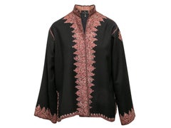 Schwarz & Mauve Etro bestickte Wolljacke Größe US S