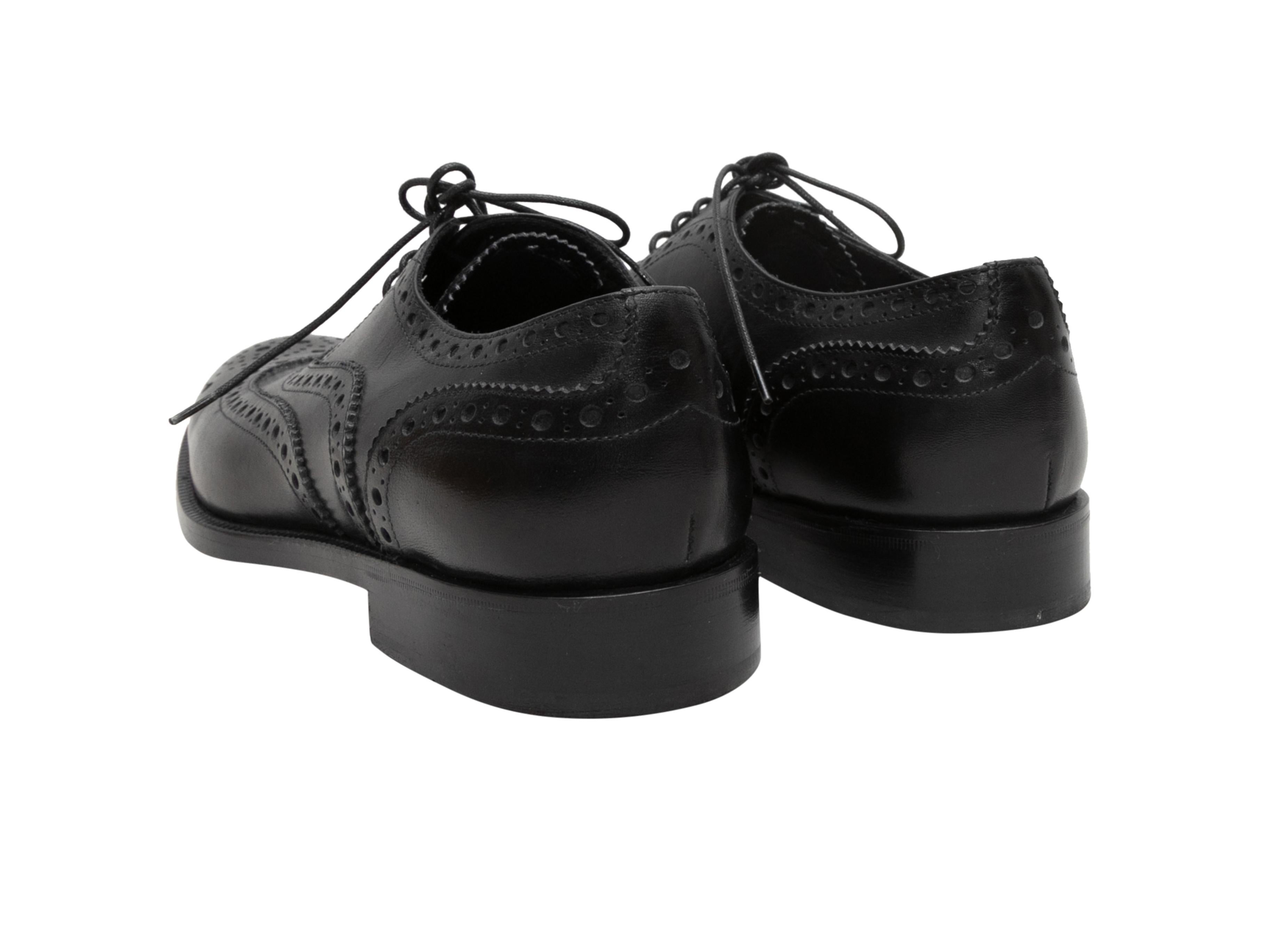 Black Max Mara Leather Brogue Oxfords Size 37 1