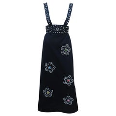 Black Maxi Jumper Dress With Mod Flower Studs, 1960's