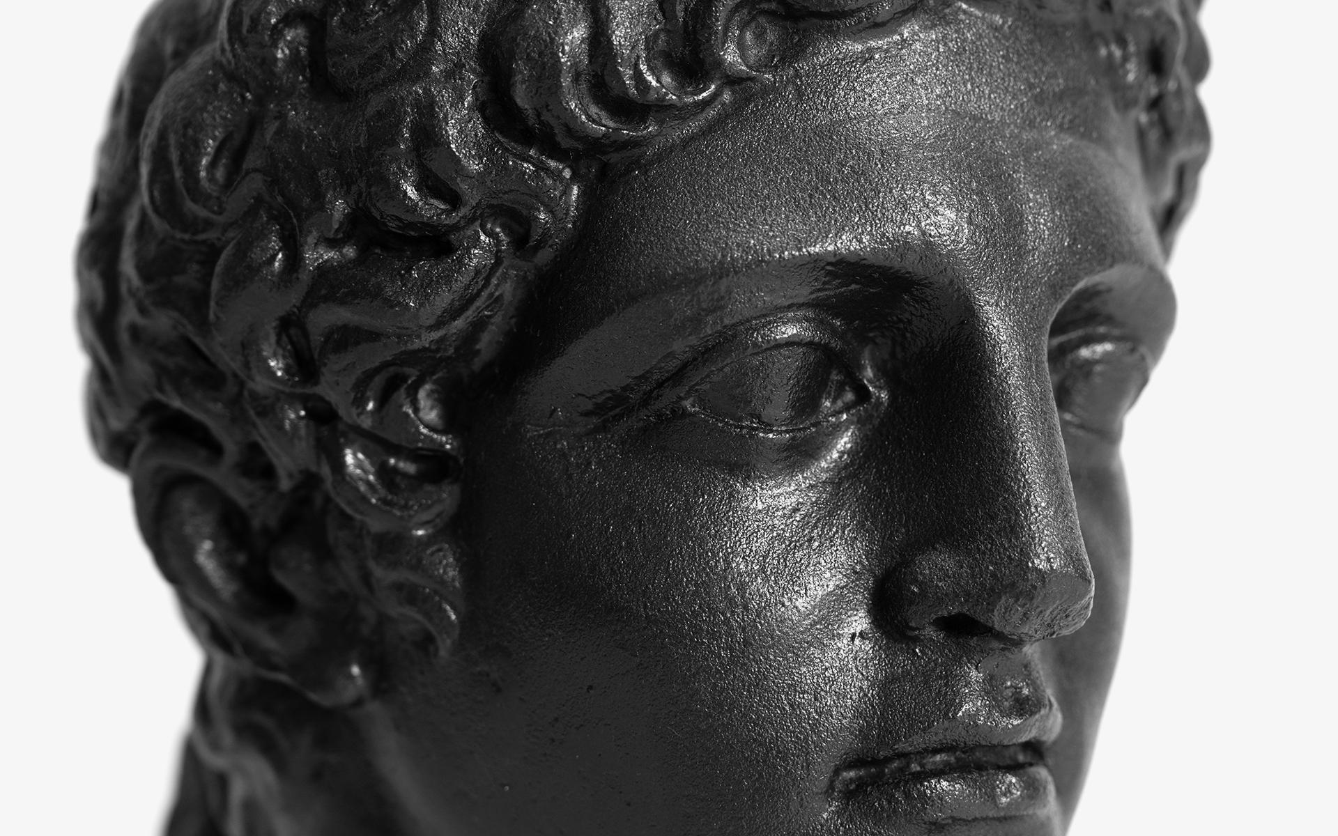 Estatua busto de Hermes Mercurio negro hecha con polvo de mármol comprimido en venta 2