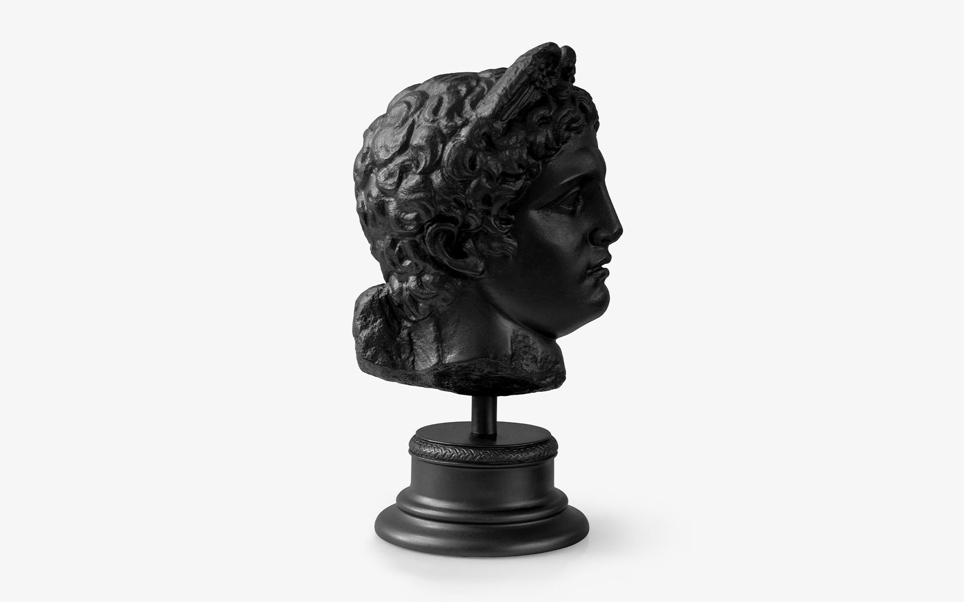 Turkish Black Mercurius Hermes Bust Statue Made with Compressed Marble Powder