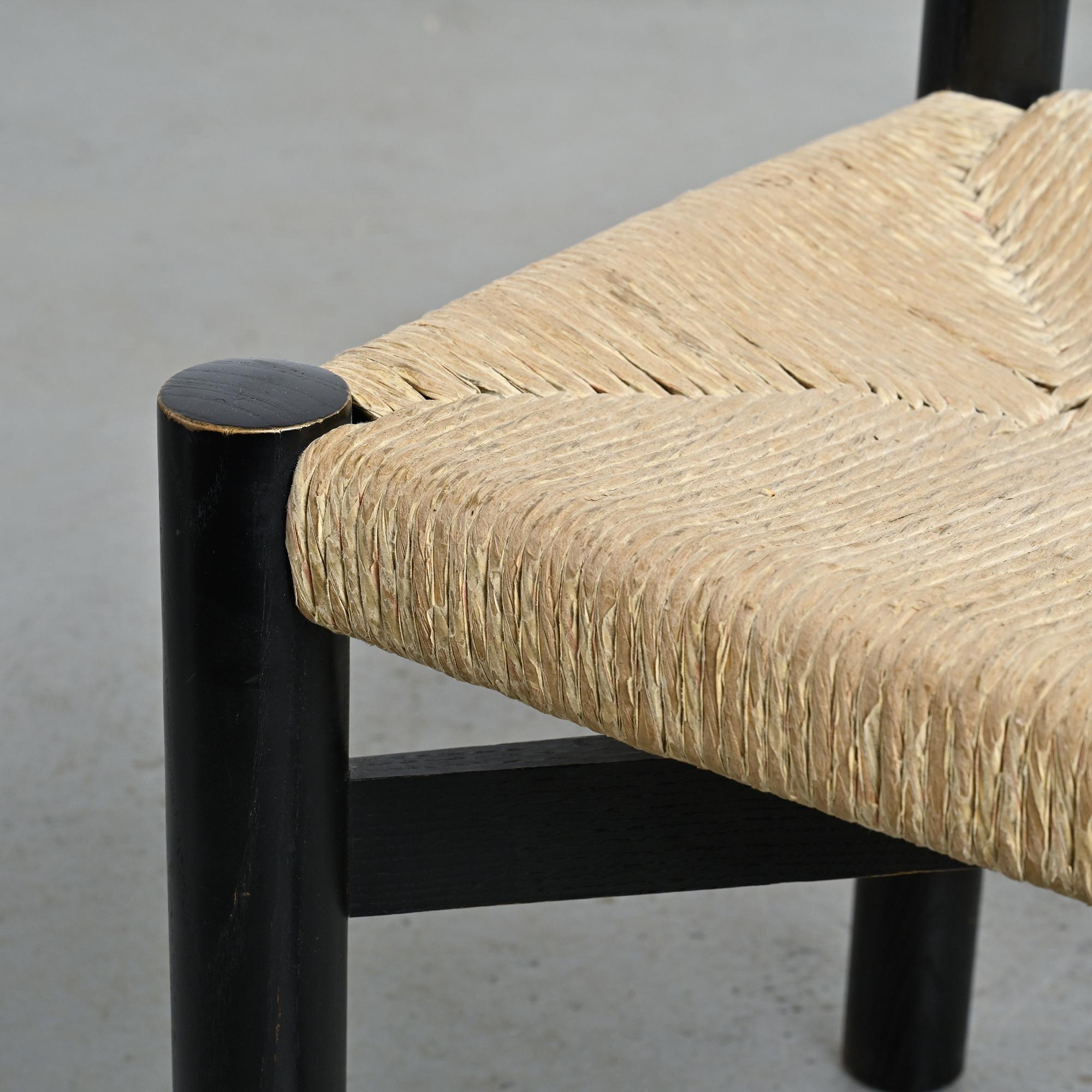 Schwarzer Stuhl Meribel, Charlotte Perriand, um 1950 im Angebot 3