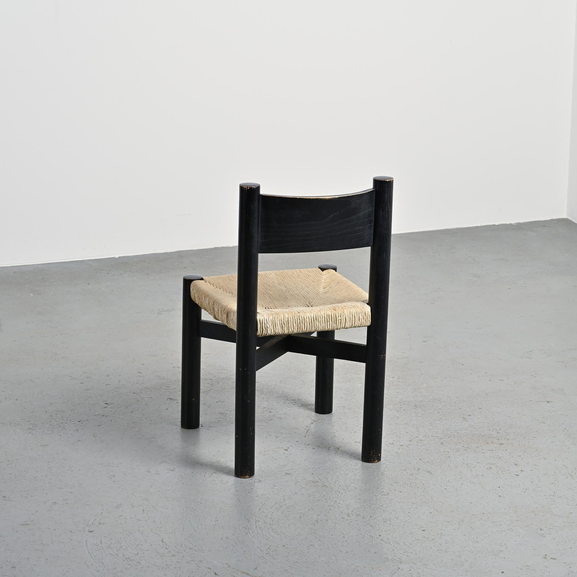 Schwarzer Stuhl Meribel, Charlotte Perriand, um 1950 (20. Jahrhundert) im Angebot