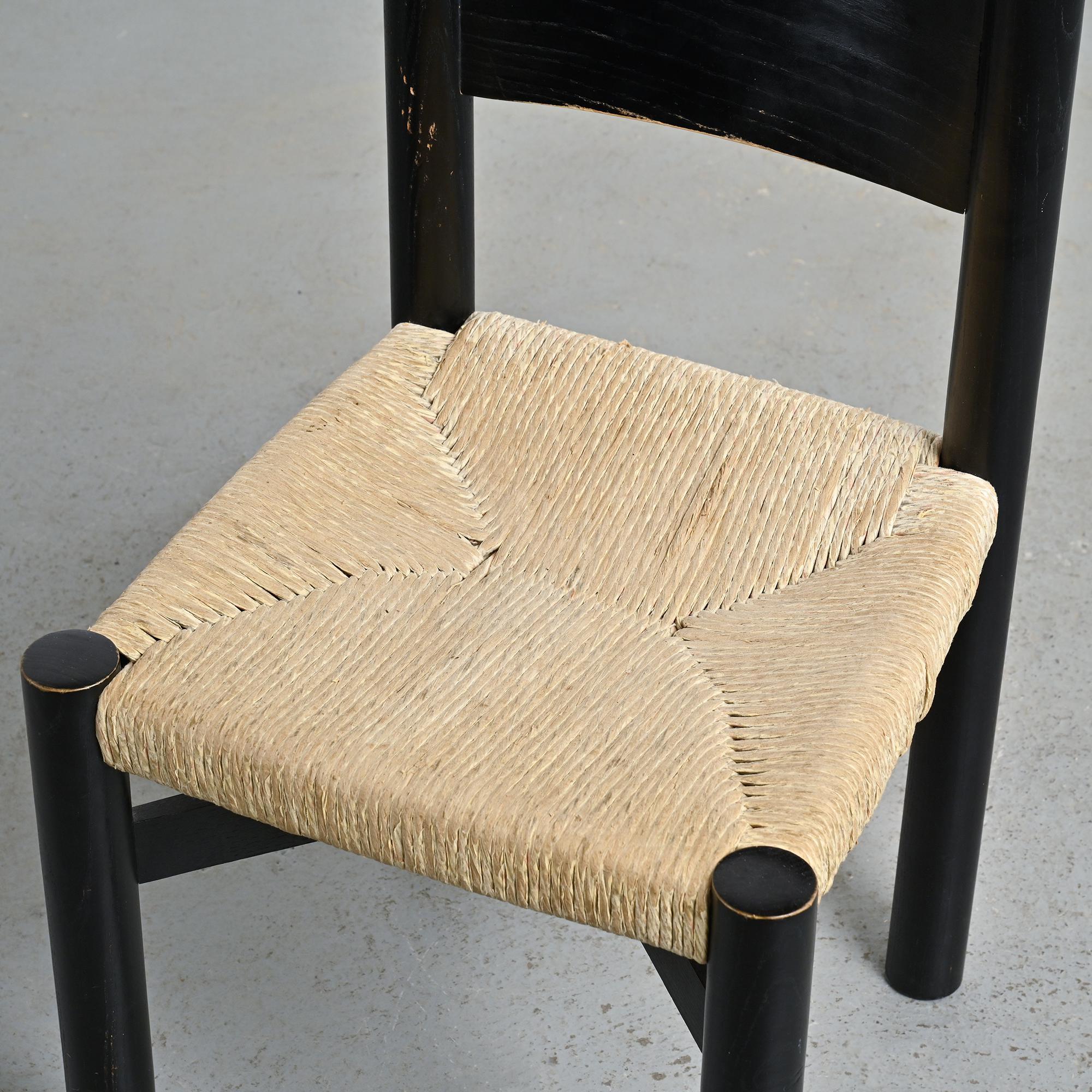 Schwarzer Stuhl Meribel, Charlotte Perriand, um 1950 im Angebot 1