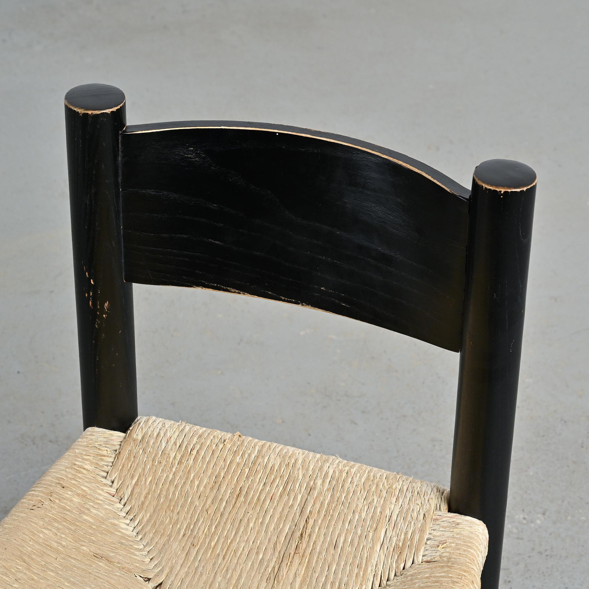 Schwarzer Stuhl Meribel, Charlotte Perriand, um 1950 im Angebot 2