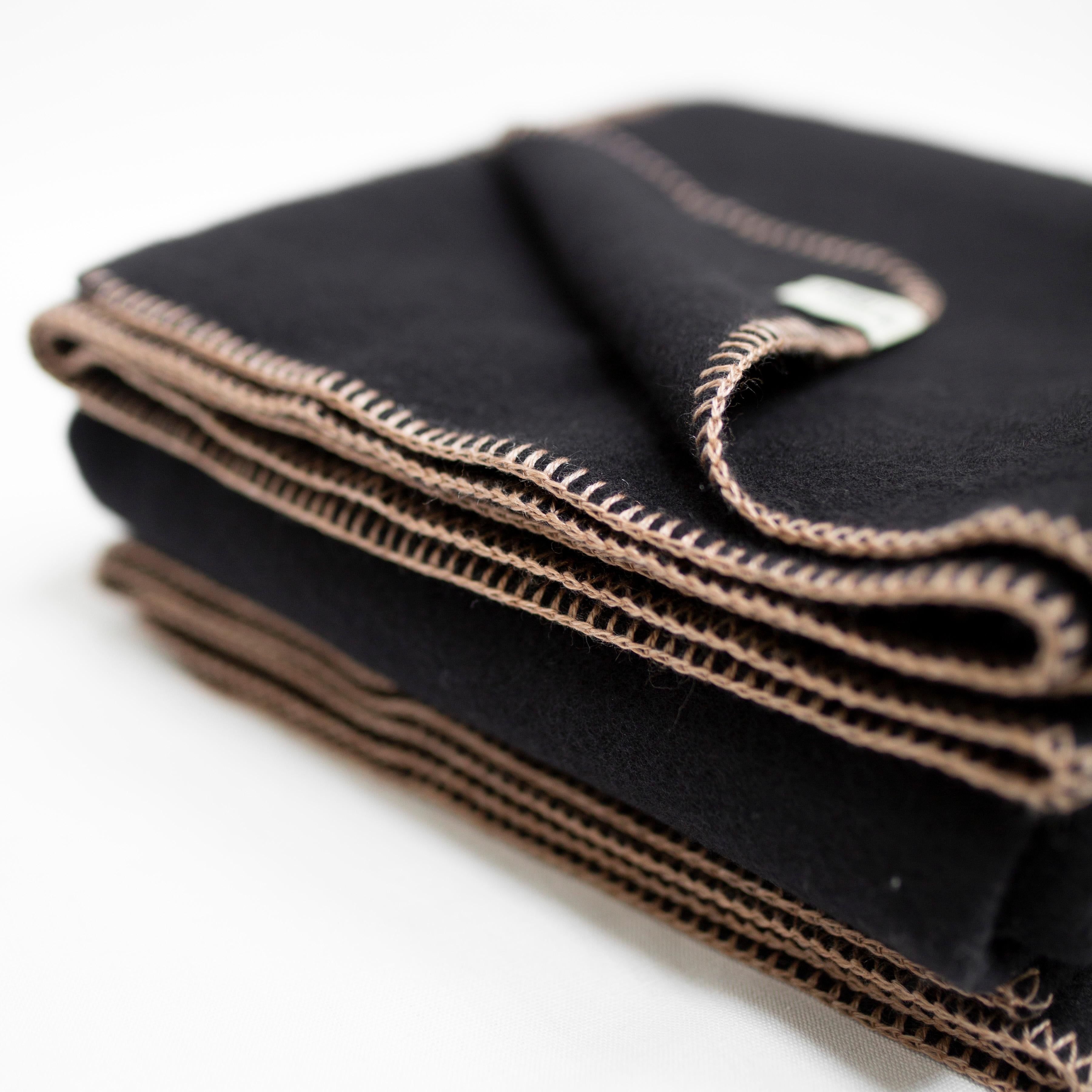 American Black Merino Wool Throw 'The Portia' by JG Switzer For Sale