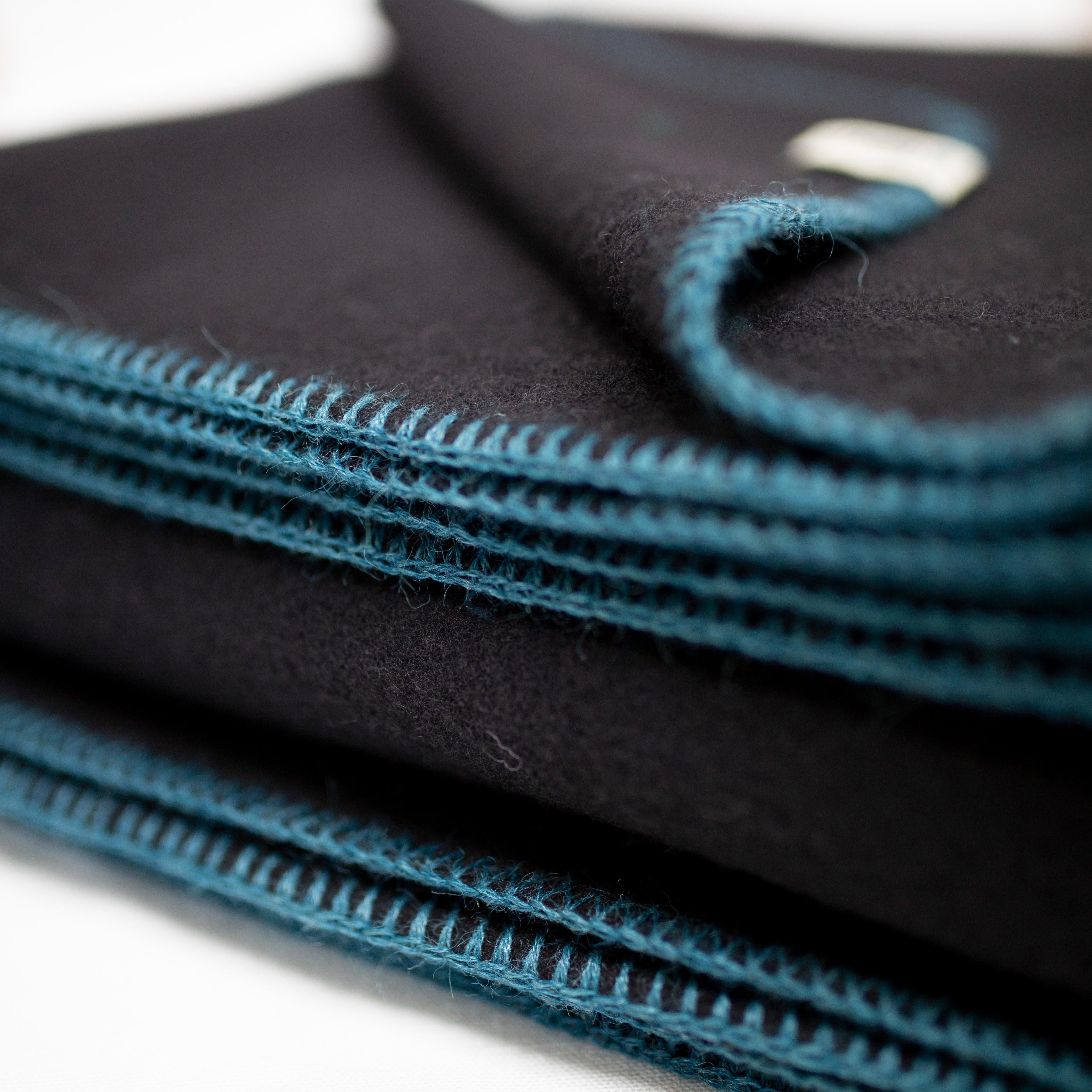 Black Merino Wool Throw 'The Portia' by JG Switzer In New Condition For Sale In Sebastopol, CA