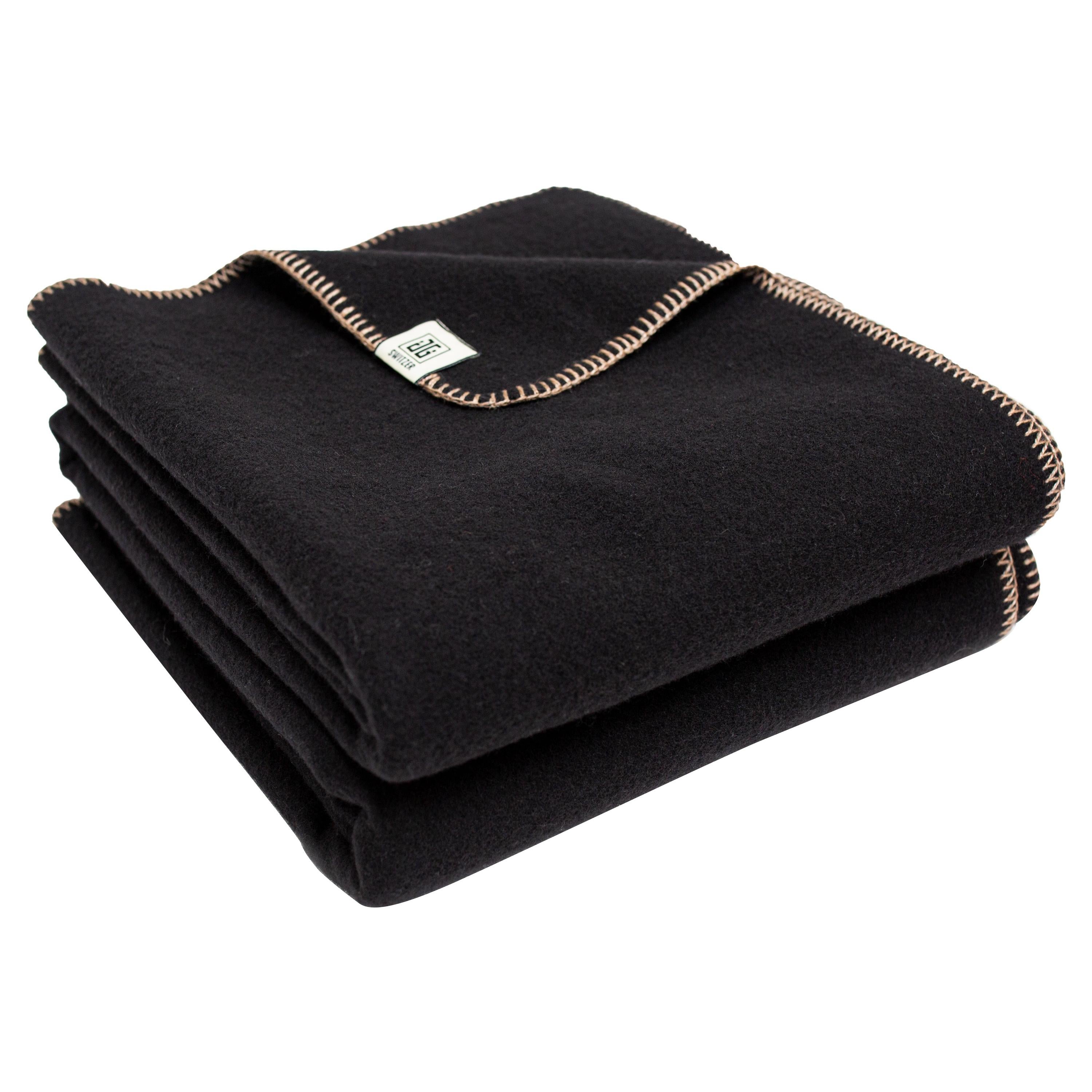 Black Merino Wool Throw 'The Portia' by JG Switzer For Sale