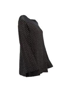 Black Mesh Neckline Metallic Houndstooth Top Size XL