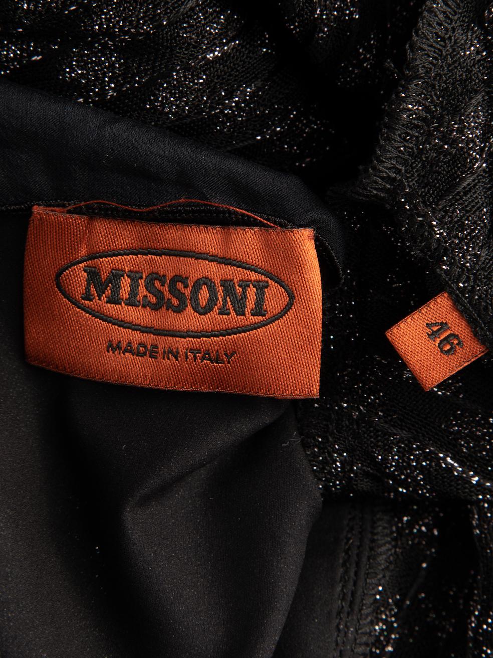 Women's Black Mesh Neckline Metallic Houndstooth Top Size XL For Sale